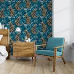 Brewster Home Fashions Takara Teal Opulent Peacock Wallpaper - SKU AH692505