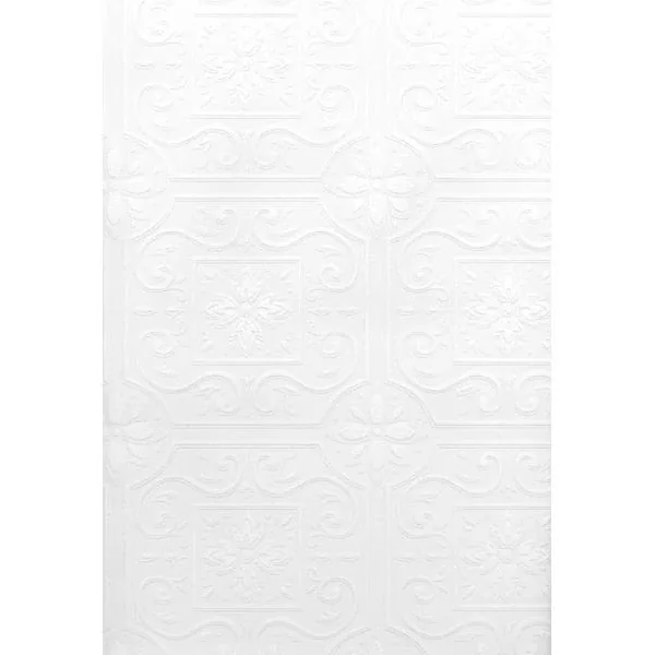 Brewster Home Fashions Talavera White Flower Tile Paintable Wallpaper - SKU 2704-59001