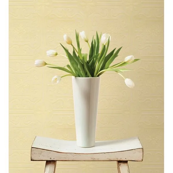 Brewster Home Fashions Talavera White Flower Tile Paintable Wallpaper - SKU 2704-59001