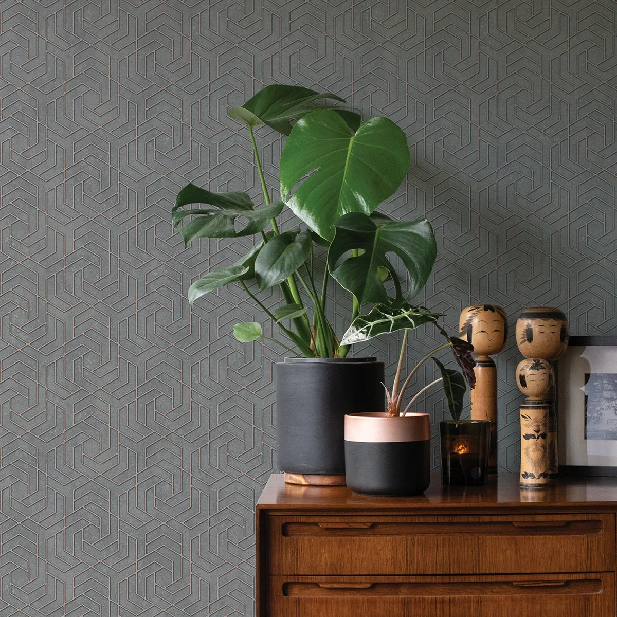 Brewster Home Fashions Tama Charcoal Geometric Wallpaper - SKU 4035-32609