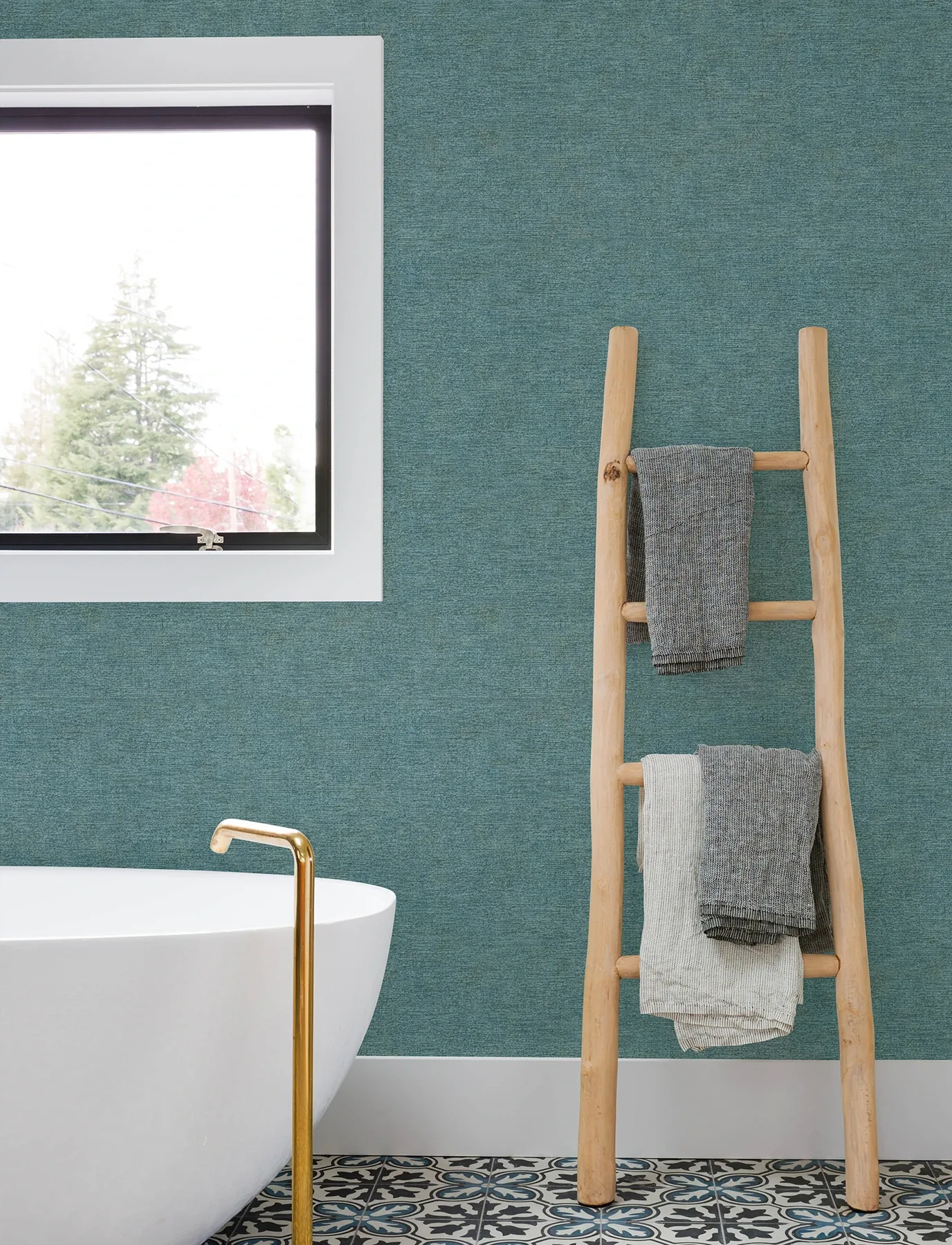 Brewster Home Fashions Tansy Teal Distressed Wallpaper - SKU 4191-83042