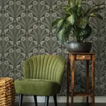 Brewster Home Fashions Tap Root Charcoal Floral Damask Wallpaper - SKU 4169-27601