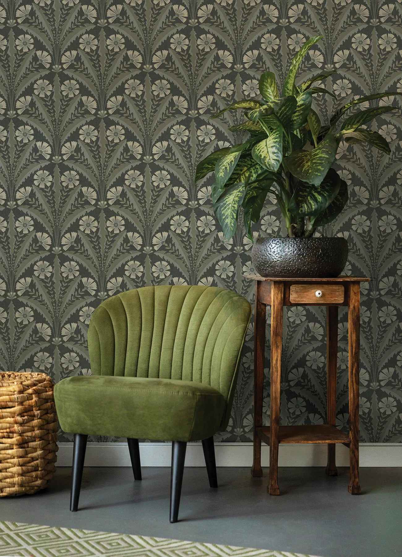 Brewster Home Fashions Tap Root Charcoal Floral Damask Wallpaper - SKU 4169-27601