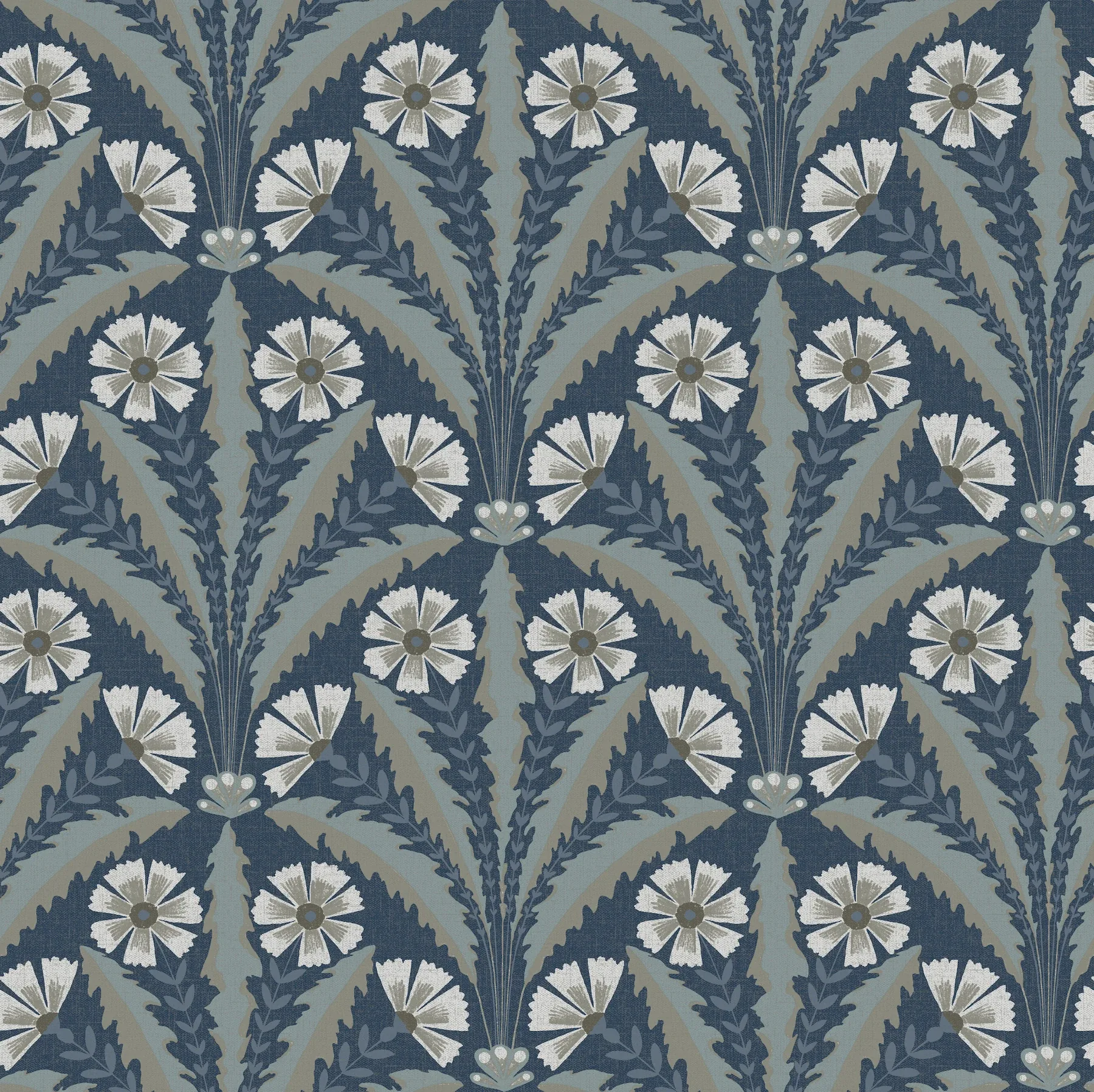 4169-27600 | Tap Root Dark Blue Floral Damask Wallpaper