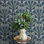 Brewster Home Fashions Tap Root Dark Blue Floral Damask Wallpaper - SKU 4169-27600