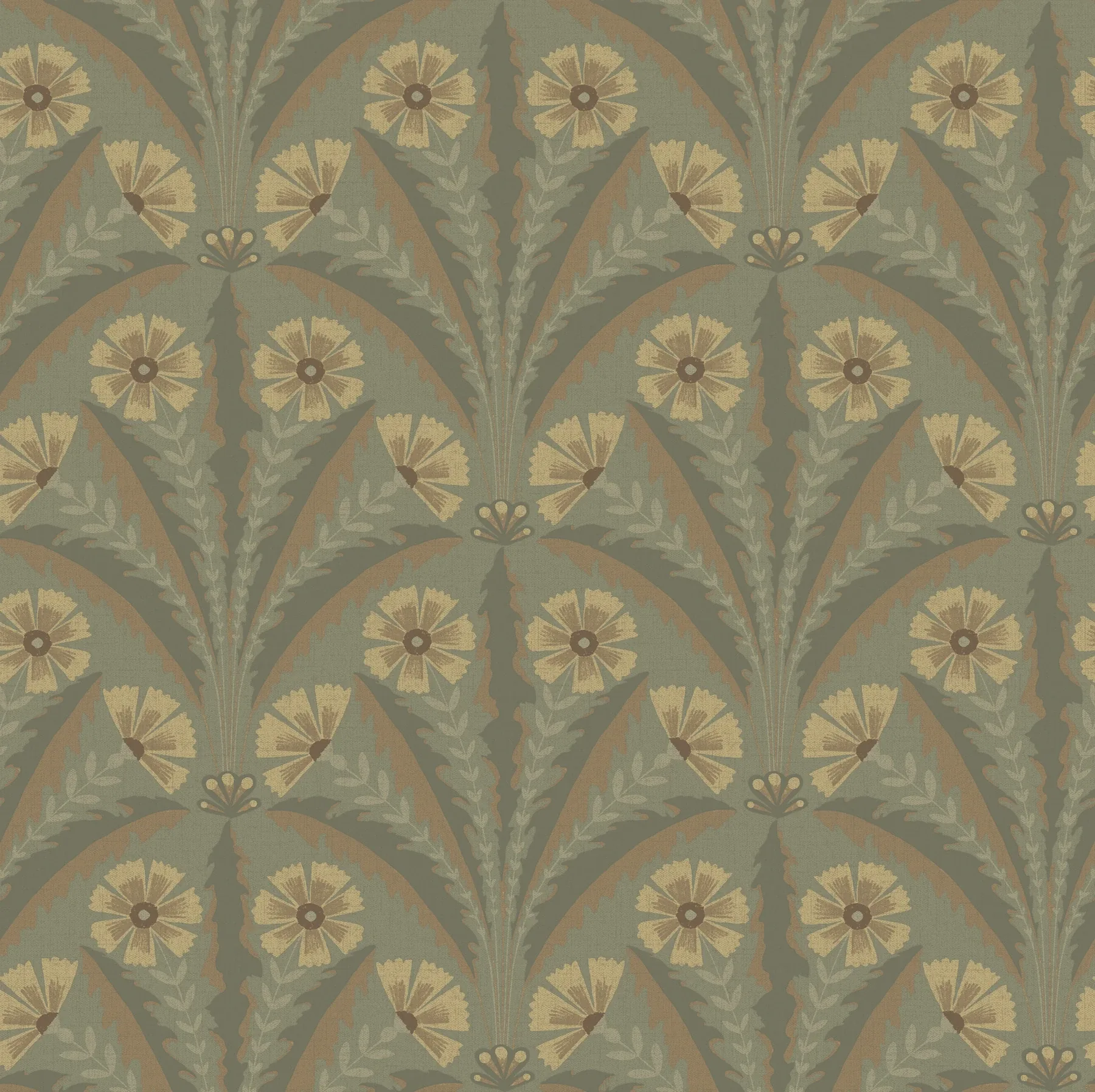 4169-27604 | Tap Root Green Floral Damask Wallpaper