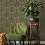 Brewster Home Fashions Tap Root Green Floral Damask Wallpaper - SKU 4169-27604