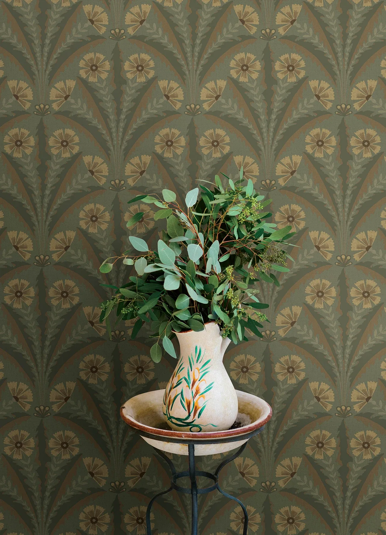 Brewster Home Fashions Tap Root Green Floral Damask Wallpaper - SKU 4169-27604