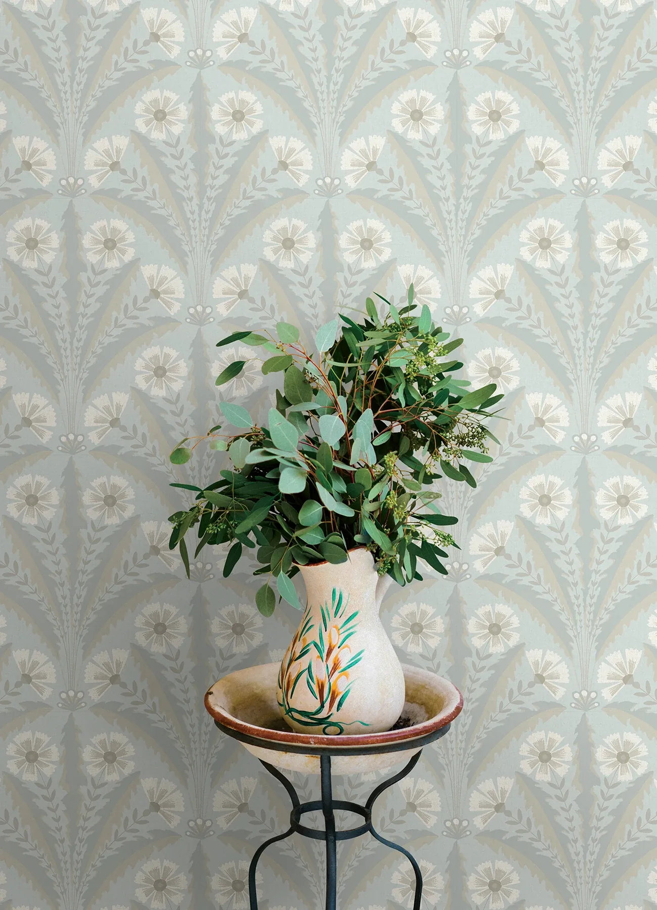 Brewster Home Fashions Tap Root Light Blue Floral Damask Wallpaper - SKU 4169-27602