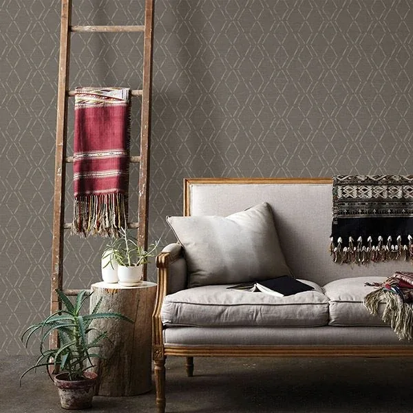 Brewster Home Fashions Tapa Brown Trellis Wallpaper - SKU 3118-12654
