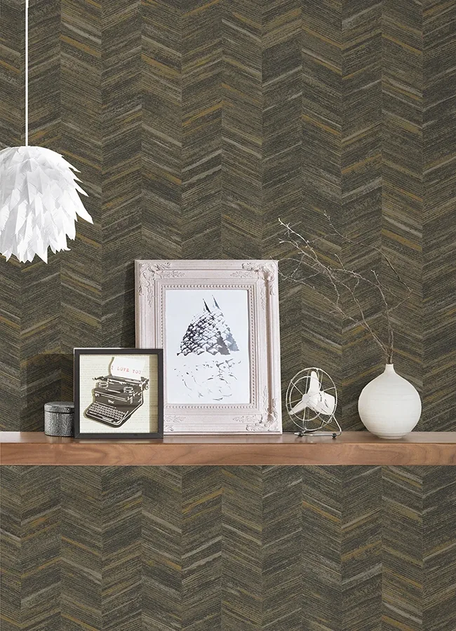 Brewster Home Fashions Tatlin Brown Chevron Wallpaper | Wallpaper Twins Brewster Home Fashions Tatlin Brown Chevron Wallpaper - SKU 2980-38309-7