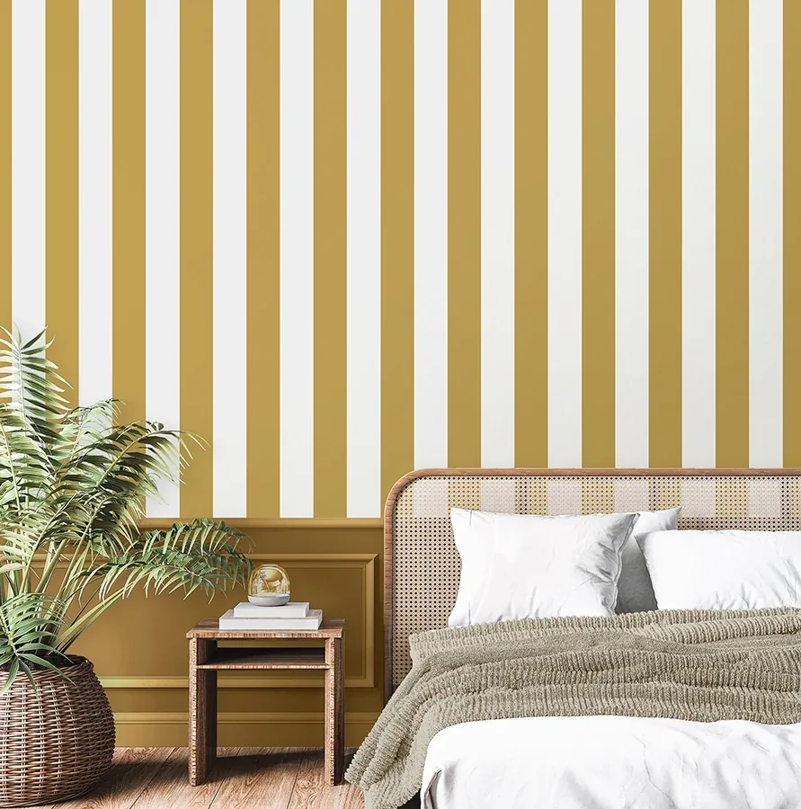 Brewster Home Fashions Tavish Mustard Stripe Wallpaper - SKU FD43455