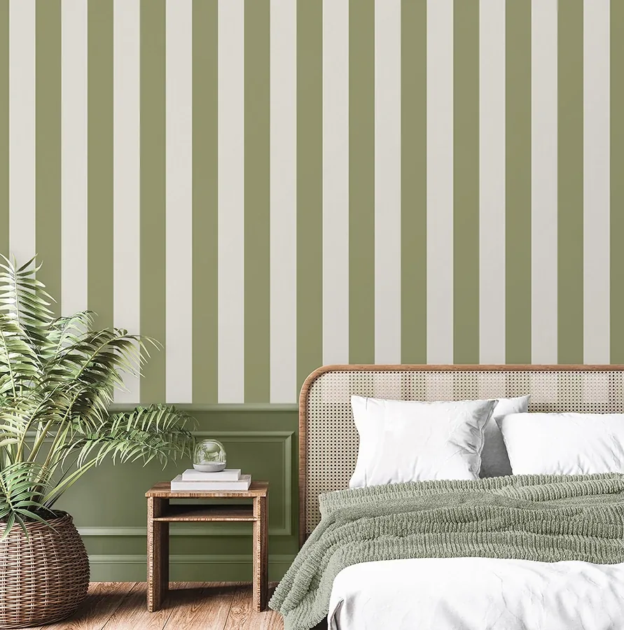 Brewster Home Fashions Tavish Sage Stripe Wallpaper - SKU FD43459
