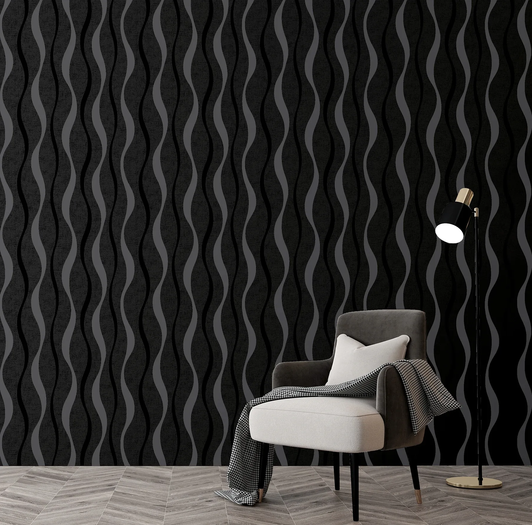 Brewster Home Fashions Tazz Black Ribbons Wallpaper - SKU AH924502