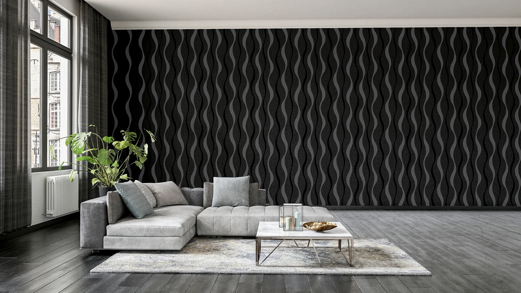 Brewster Home Fashions Tazz Black Ribbons Wallpaper - SKU AH924502