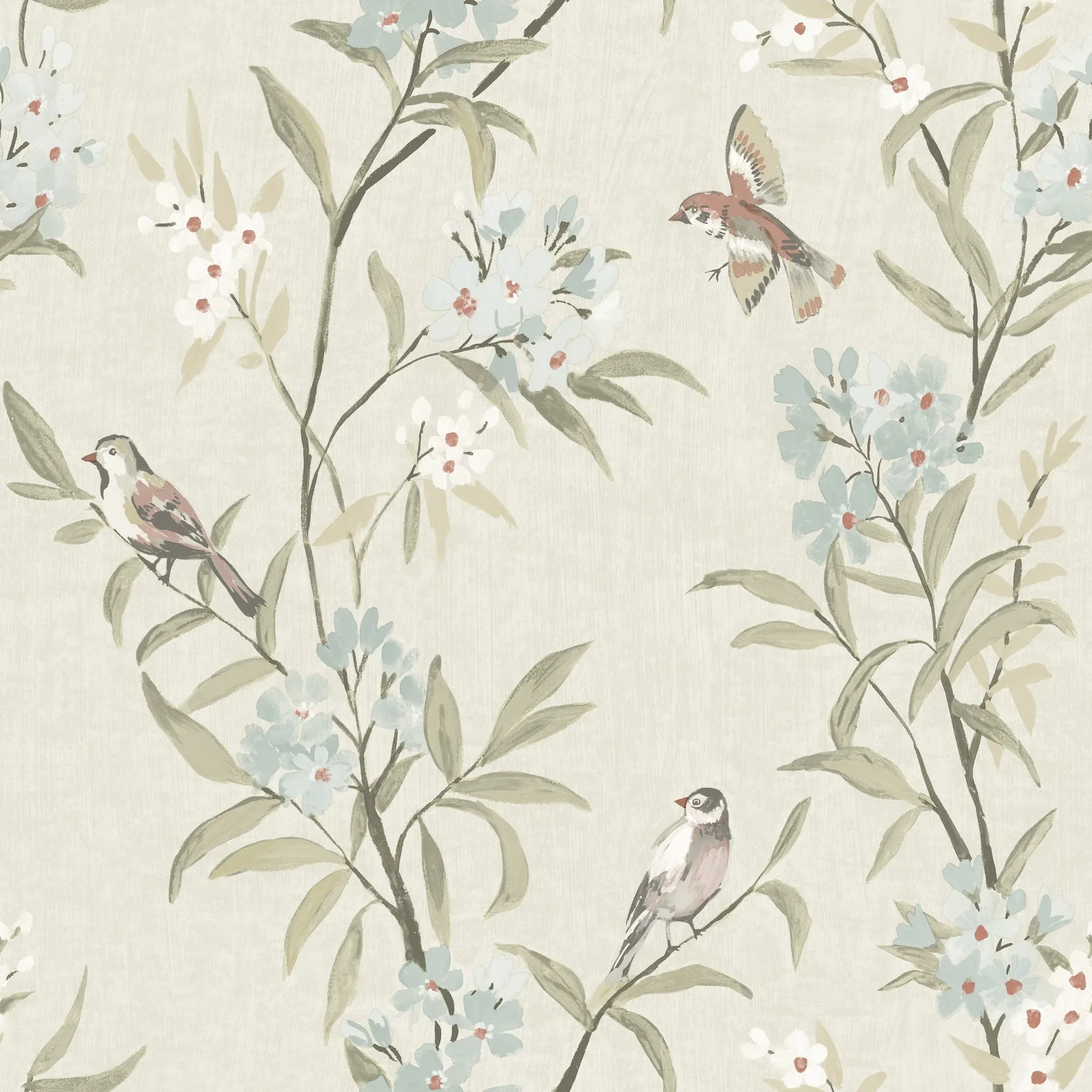 Brewster Home Fashions Tea Olive Beige Finch Frolic Wallpaper - SKU 4169-83137