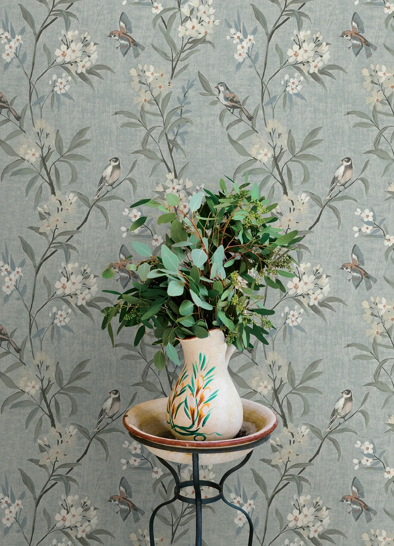 Brewster Home Fashions Tea Olive Blue Finch Frolic Wallpaper - SKU 4169-83139