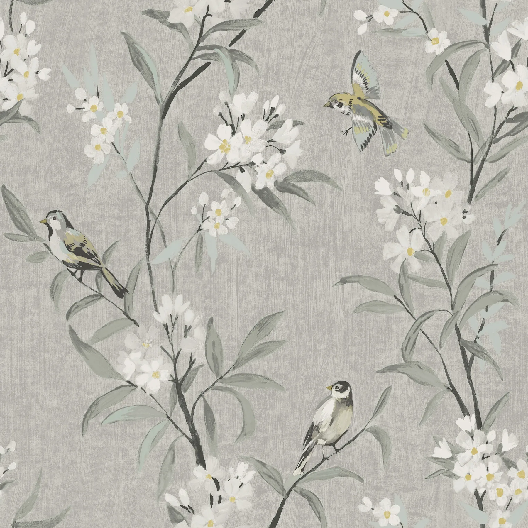 4169-83141 | Tea Olive Gray Finch Frolic Wallpaper
