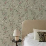 Brewster Home Fashions Tea Olive Green Finch Frolic Wallpaper - SKU 4169-83138