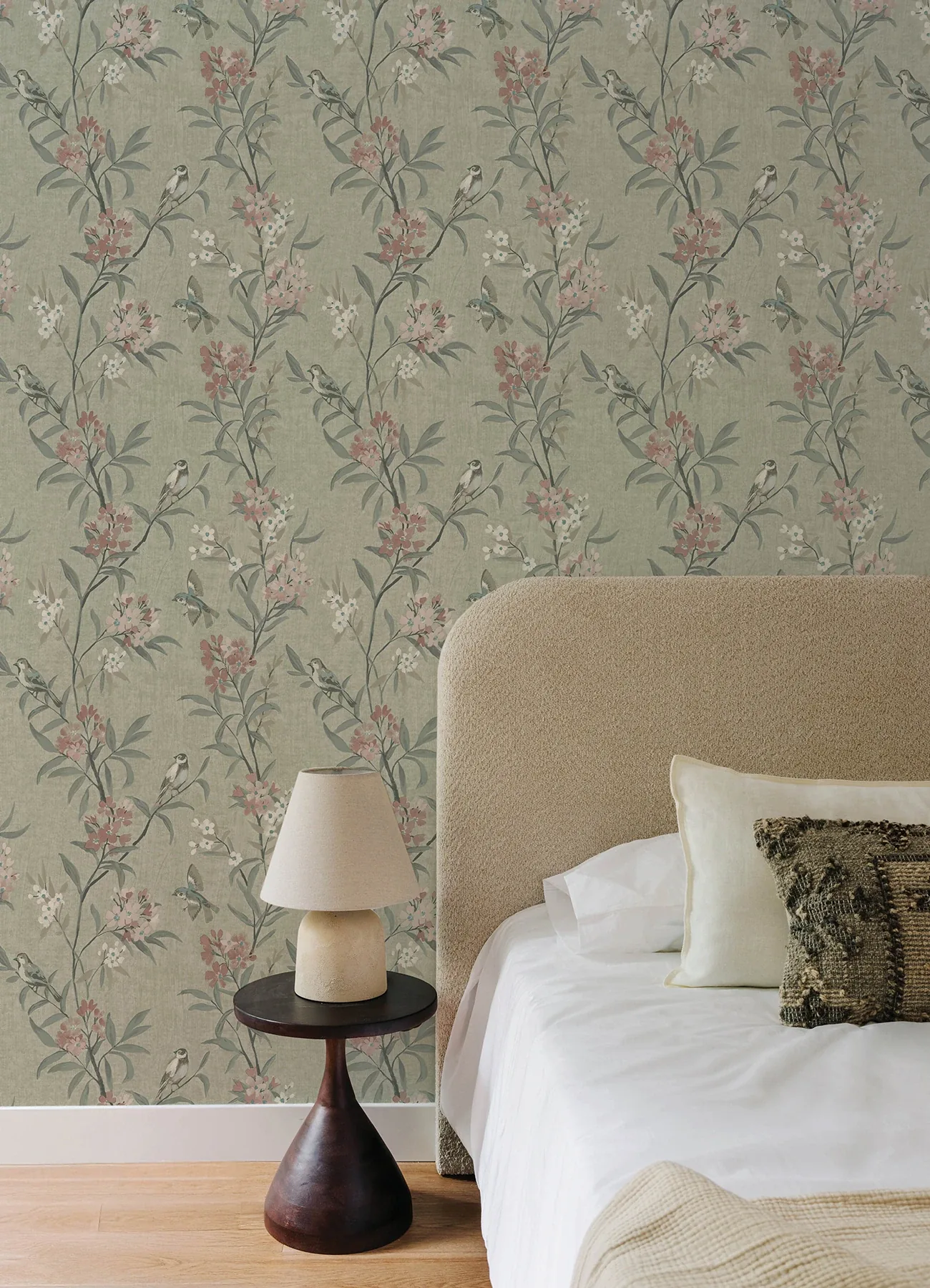 Brewster Home Fashions Tea Olive Green Finch Frolic Wallpaper - SKU 4169-83138