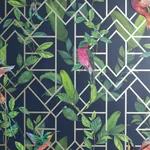 Brewster Home Fashions Thelma Navy Tropical Deco Wallpaper | Wallpaper Twins Brewster Home Fashions Thelma Navy Tropical Deco Wallpaper - SKU AH908003