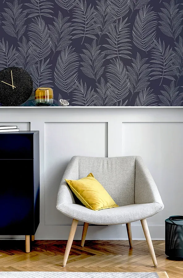 Brewster Home Fashions Theodore Navy Frond Wallpaper | Wallpaper Twins Brewster Home Fashions Theodore Navy Frond Wallpaper - SKU AH921205