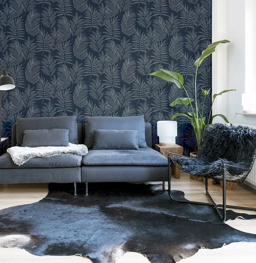 Brewster Home Fashions Theodore Navy Frond Wallpaper | Wallpaper Twins Brewster Home Fashions Theodore Navy Frond Wallpaper - SKU AH921205