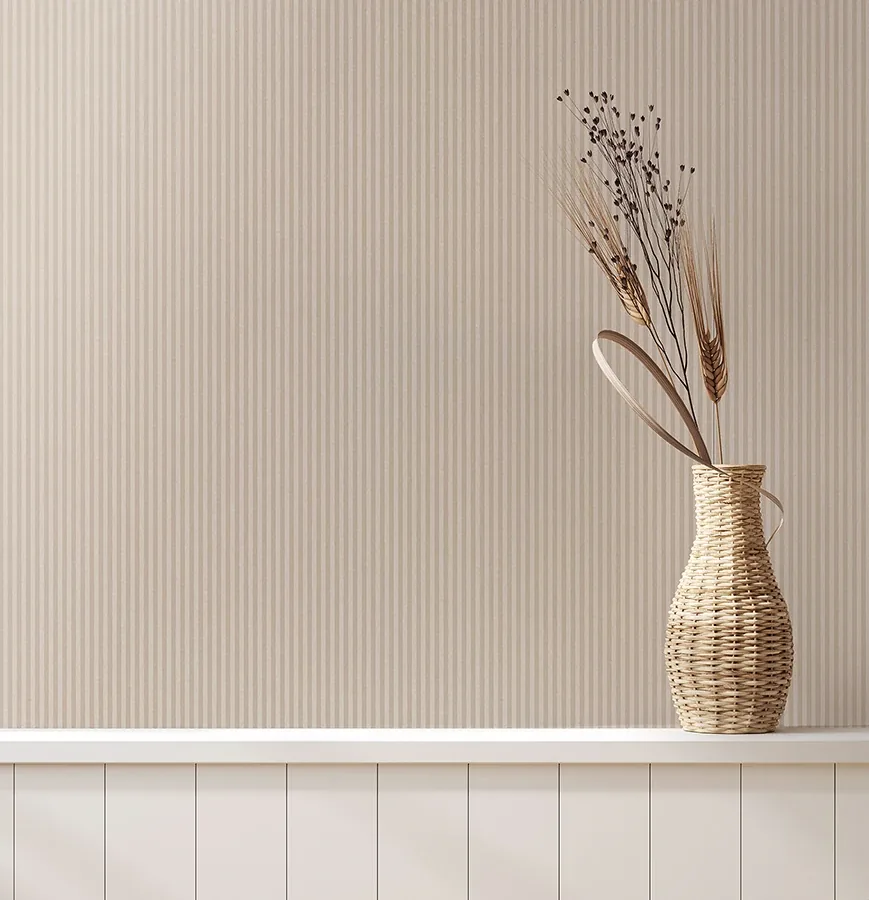 Brewster Home Fashions Ticking Beige Stripe Wallpaper - SKU 4164-M1848