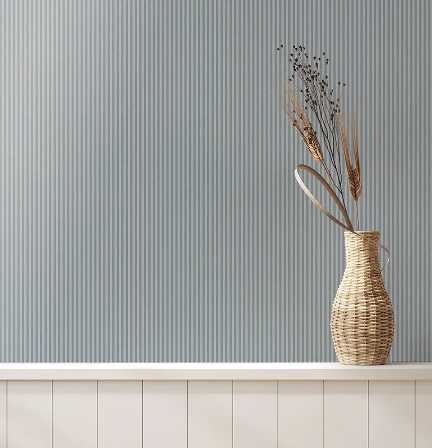 Brewster Home Fashions Ticking Blue Stripe Wallpaper - SKU 4164-M1845