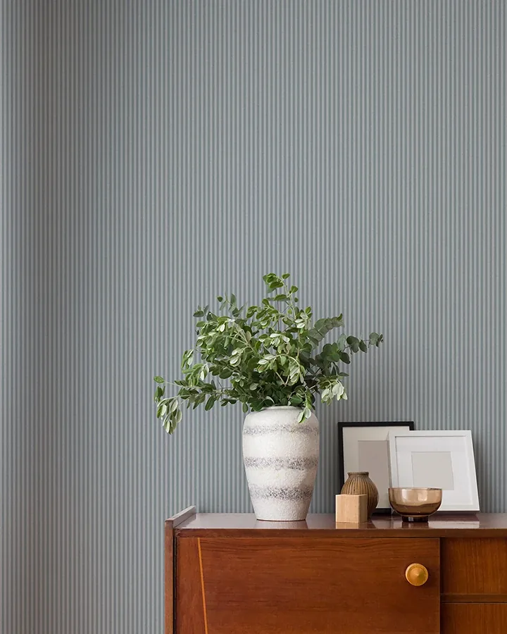 Brewster Home Fashions Ticking Blue Stripe Wallpaper - SKU 4164-M1845