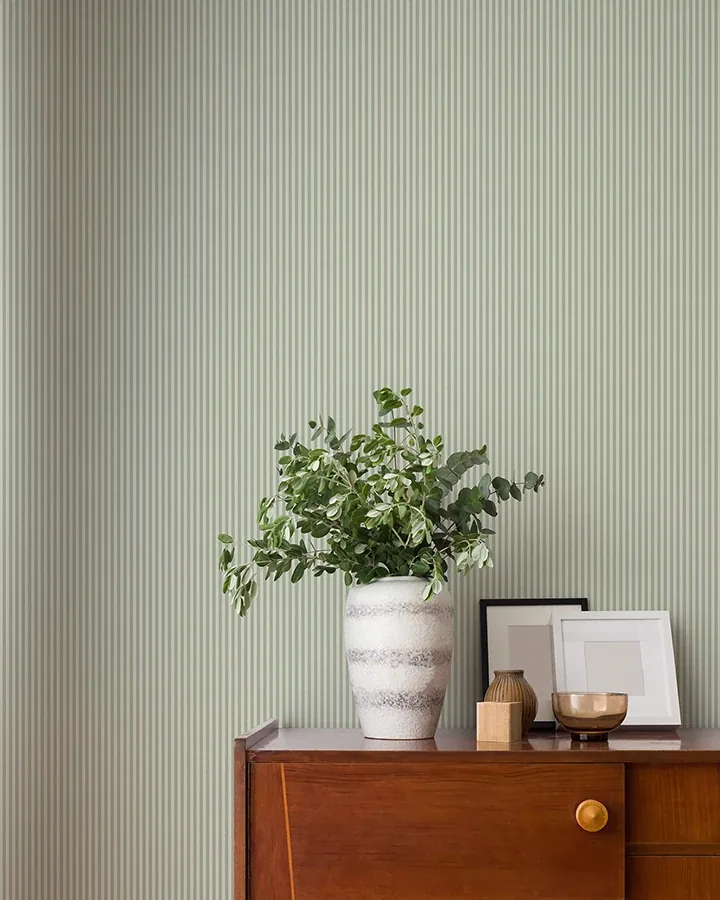 Brewster Home Fashions Ticking Light Green Stripe Wallpaper - SKU 4164-M1846
