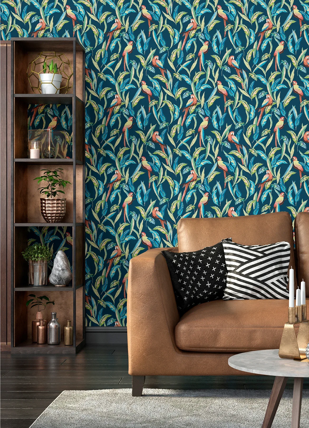 Brewster Home Fashions Timor Indigo Parrot Wallpaper | Wallpaper Twins Brewster Home Fashions Timor Indigo Parrot Wallpaper - SKU WLD53117W