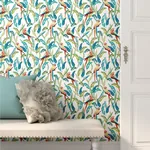 Brewster Home Fashions Timor White Tropical Parrot Wallpaper - SKU WLD53116W