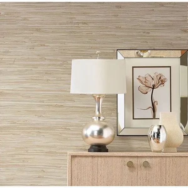 Brewster Home Fashions Ting Taupe Grasscloth Wallpaper - SKU 63-65601
