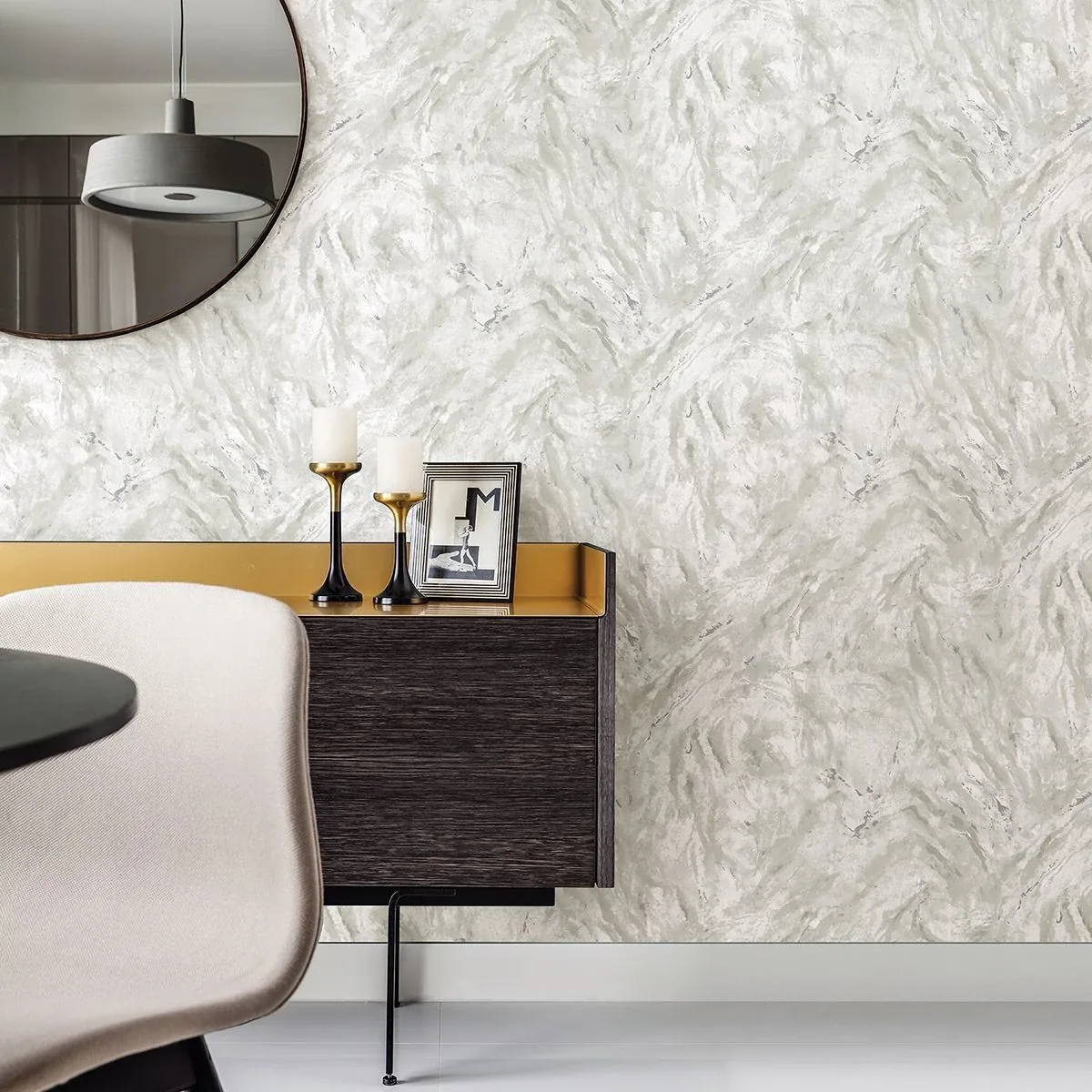 Brewster Home Fashions Titania Silver Marble Texture Wallpaper - SKU 2927-00106
