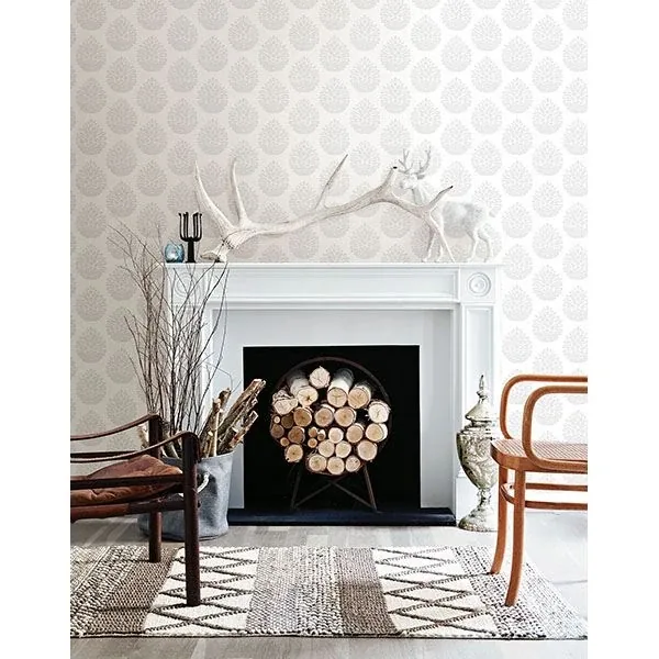 Brewster Home Fashions Totem Light Grey Pinecone Wallpaper - SKU 3118-25091