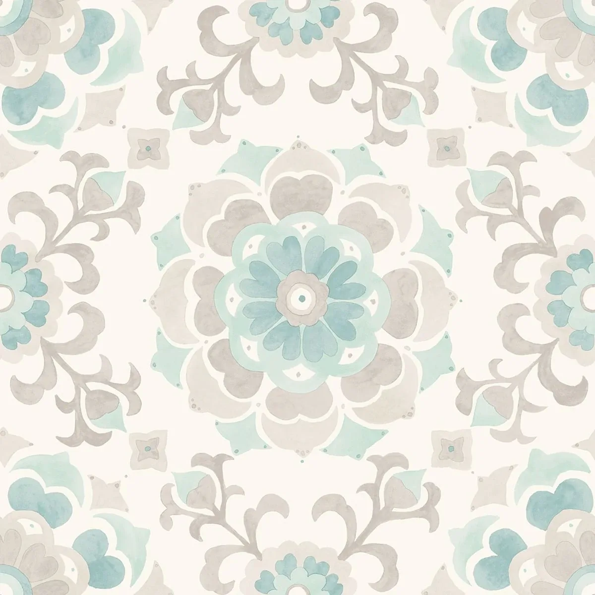 Brewster Home Fashions Tracy Seafoam Medallion Wallpaper - SKU DD347423