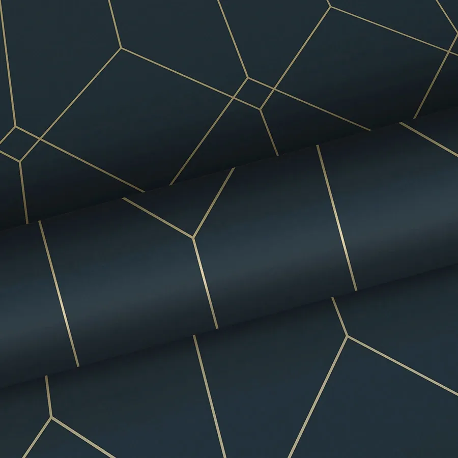 Brewster Home Fashions Trilliant Dark Blue Art Deco Motif Wallpaper - SKU DD139225