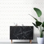 Brewster Home Fashions Trilliant White Art Deco Motif Wallpaper - SKU DD139223