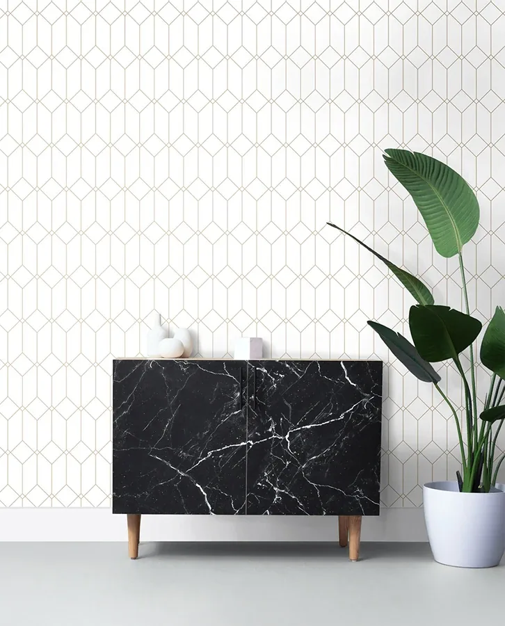 Brewster Home Fashions Trilliant White Art Deco Motif Wallpaper - SKU DD139223