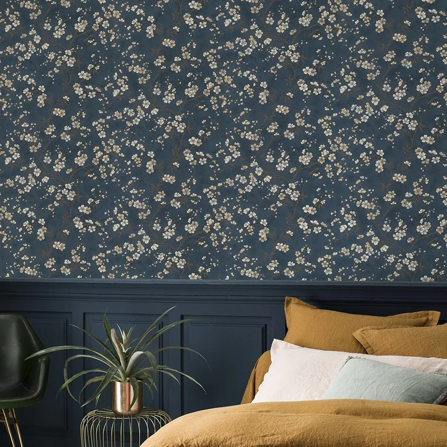Brewster Home Fashions Tsubomi Blue Cherry Blossom Wallpaper - SKU RH456738