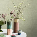 Brewster Home Fashions Tuckernuck Green Faux Linen Wallpaper - SKU 4157-25792