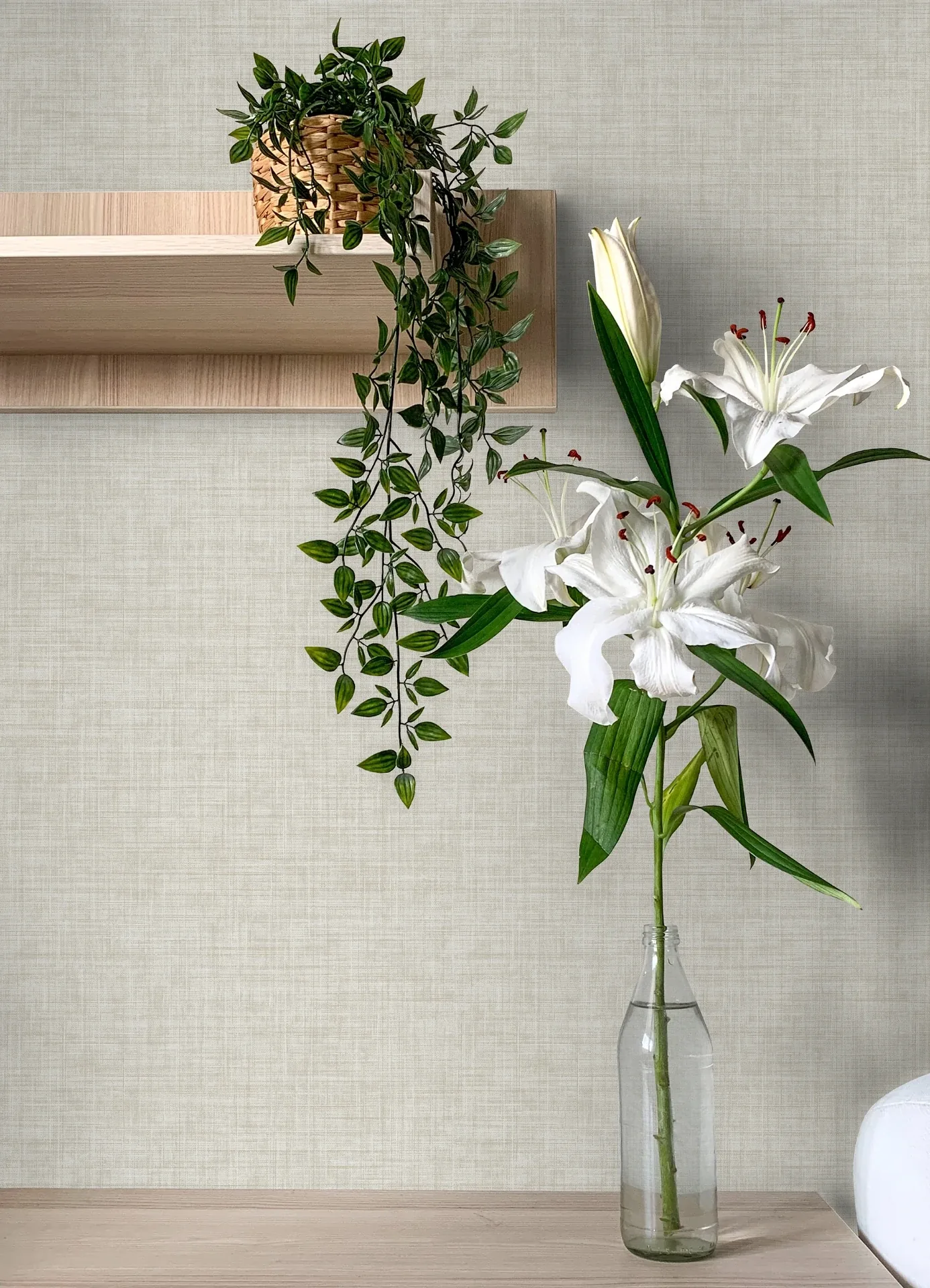 Brewster Home Fashions Tuckernuck Neutral Faux Linen Wallpaper - SKU 4157-24273