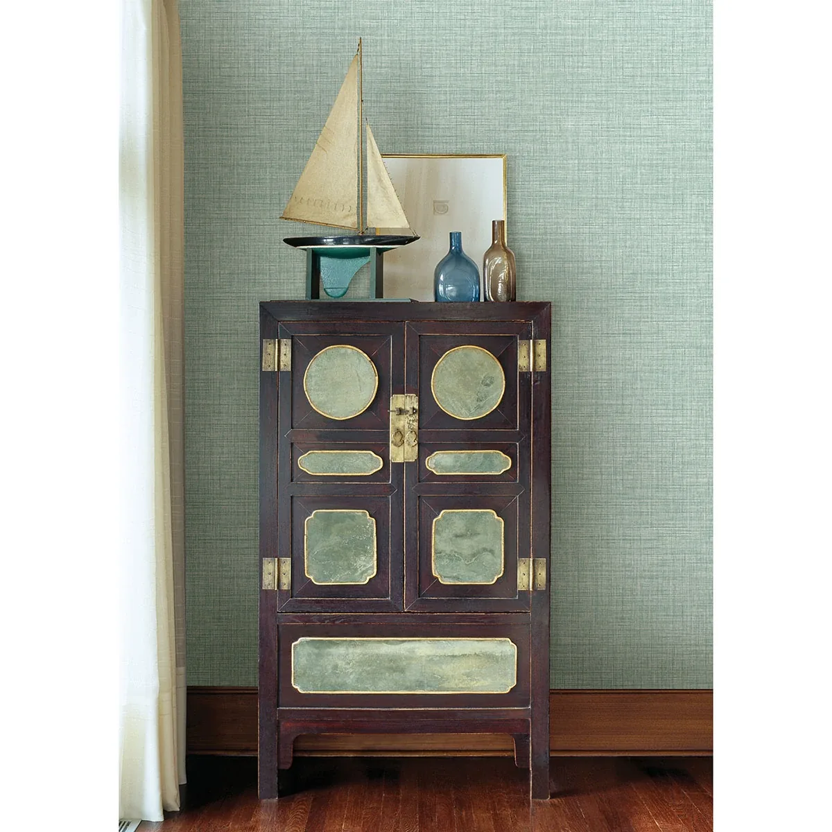 Brewster Home Fashions Tuckernuck Teal Linen Wallpaper - SKU 2767-24271