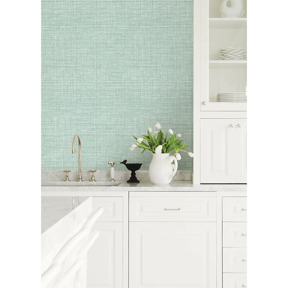 Brewster Home Fashions Tuckernuck Teal Linen Wallpaper - SKU 2767-24271