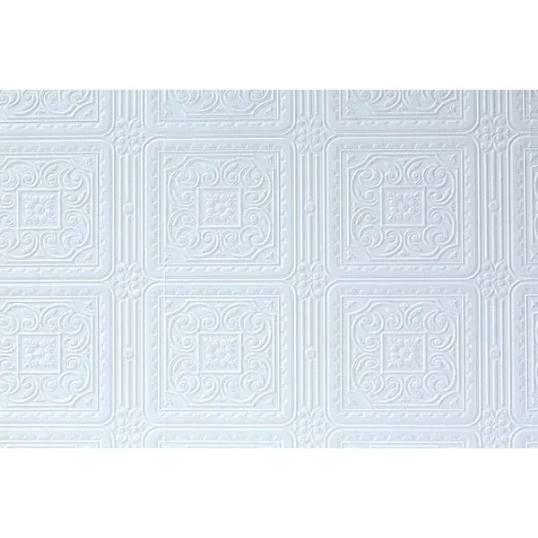 Brewster Home Fashions Turner Tile White Paintable Textured Vinyl Wallpaper - SKU 437-RD80000