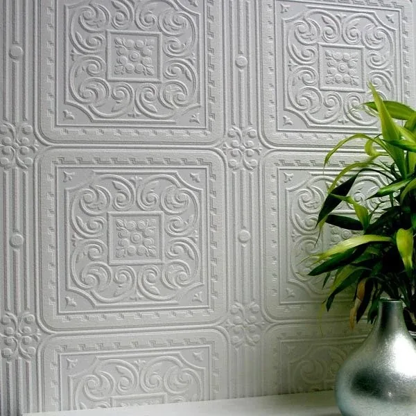 Brewster Home Fashions Turner Tile White Paintable Textured Vinyl Wallpaper - SKU 437-RD80000