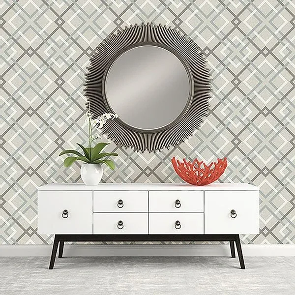 Brewster Home Fashions Tuvalu Taupe Plaid Wallpaper - SKU 2766-22649