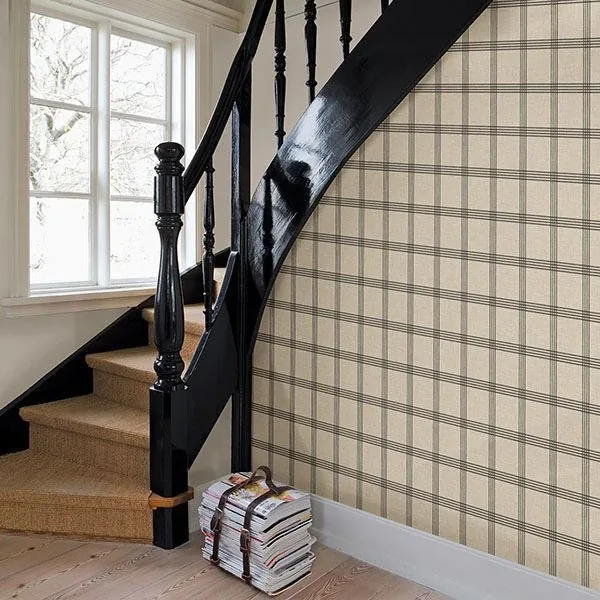 Brewster Home Fashions Twain Black Plaid Wallpaper | Wallpaper Twins Brewster Home Fashions Twain Black Plaid Wallpaper - SKU 3115-24479