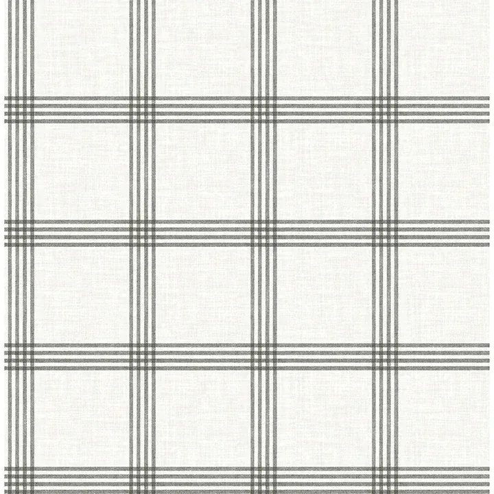 4134-26997 | Twain Charcoal Plaid Wallpaper